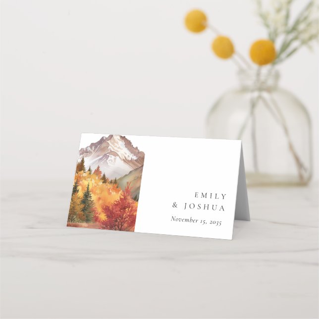 Tarjeta De Asiento Otoño Elegante Boda (Anverso)