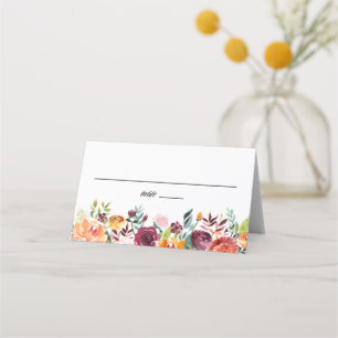 Tarjeta De Asiento Otoño florece Garland Boda de otoño