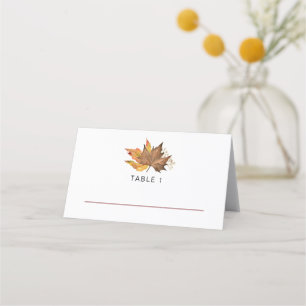 Tarjeta De Asiento Otoño simple El otoño deja al boda al aire libre