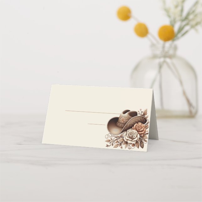 Tarjeta De Asiento País Gorra de Vaquera Occidental con Flores (Reverso)