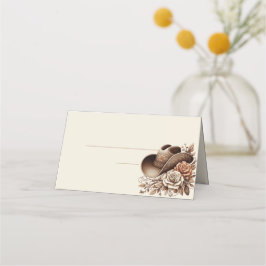 Tarjeta De Asiento País Gorra de Vaquera Occidental con Flores