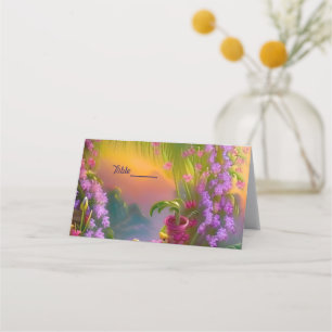 Tarjeta De Asiento Paisaje de fantasía, trópico y soñador - boda