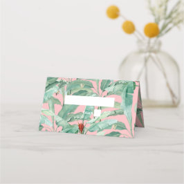 Tarjeta De Asiento Palm de plátano tropical rosa deja Boda