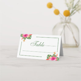 Tarjeta De Asiento Palm Floral Tropical Hibiscus Boda