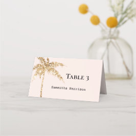 Tarjeta De Asiento Palm Tree Tropical Purpurina Oro
