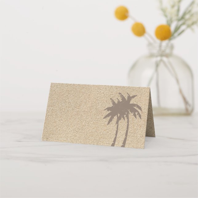 Tarjeta De Asiento Palm Trees & Beach Sand Folks Place Cards (Anverso)