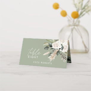 Tarjeta De Asiento Pampas eucalyptus sage verde boda rústico moderno