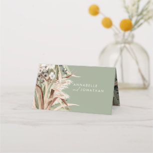 Tarjeta De Asiento Pampas eucalyptus sage verde boda rústico moderno
