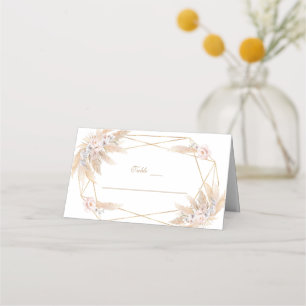 Tarjeta De Asiento Pampas Florales Rosa Oro De Grasa Todo En Un Boda