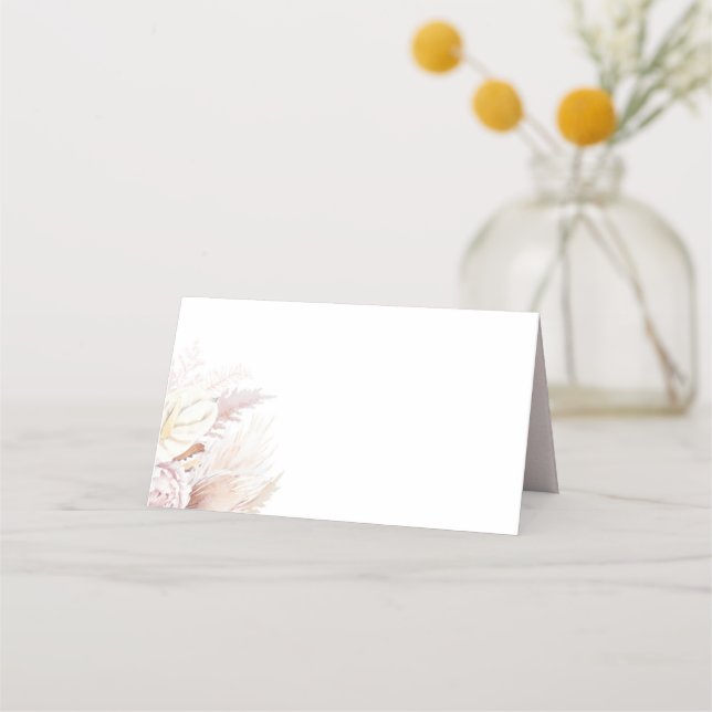 Tarjeta De Asiento Pampas Grass Anthuriums Elegante Boda tropical (Anverso)