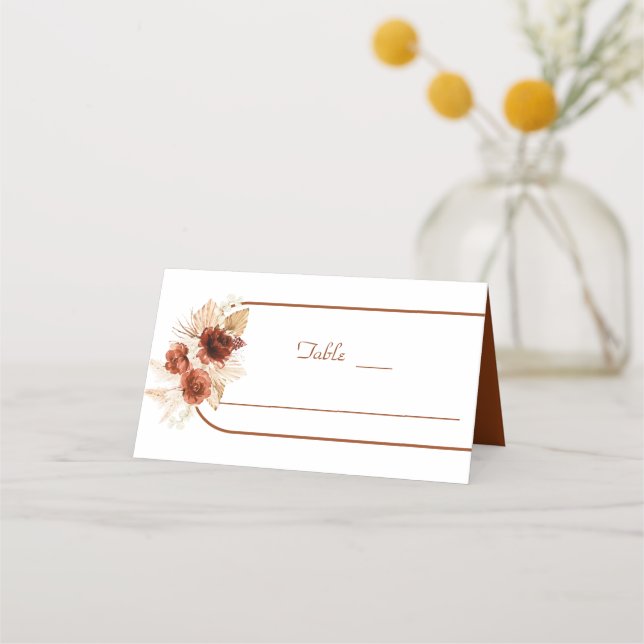Tarjeta De Asiento Pampas Grass Terracotta Arch Boda Floral (Anverso)