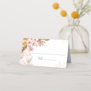 Tarjeta De Asiento Pampas Grass Terracotta Boda Floral Rosa
