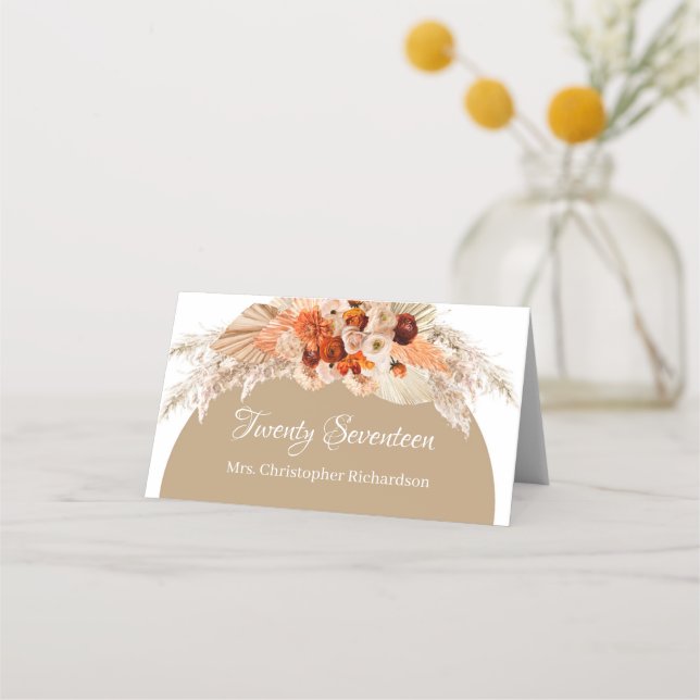 Tarjeta De Asiento Pampas hierba terracota quemada naranja beige rojo (Anverso)