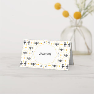 Tarjeta De Asiento Panal de abeja amarillo moderno para cumpleaños de