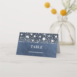 Tarjeta De Asiento Pantalón de mezclilla Blue Jean y diamantes Asigna