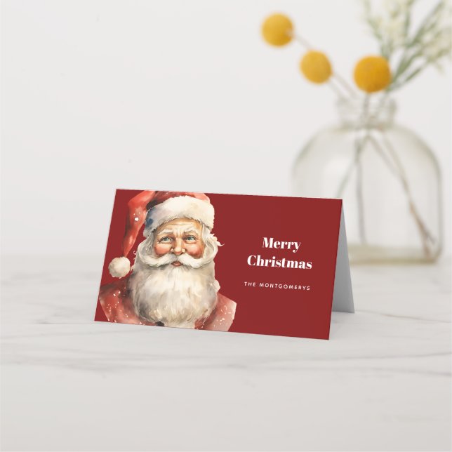 Tarjeta De Asiento Papá Noel Navidad Retro (Anverso)