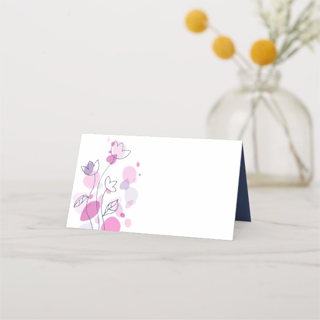 Tarjeta De Asiento Paquetes bodas rosados de la flor de Confetti (Anverso)