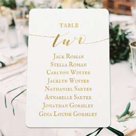 Tarjeta de asiento para Boda de caligrafía de oro