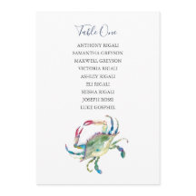 Tarjeta de asiento para Boda de cangrejo costero