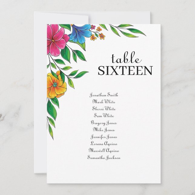 Tarjeta de Asiento para Boda de Primavera Verano F (Anverso)