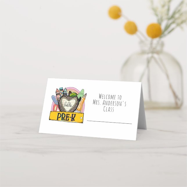 Tarjeta de asiento para clase de preescolar Pre-K (Anverso)