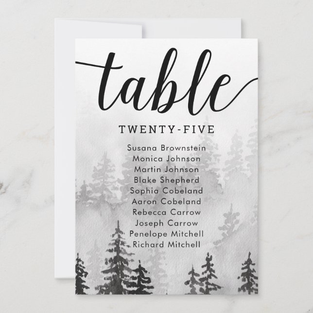 Tarjeta de asiento para huéspedes de árboles blanc (Anverso)