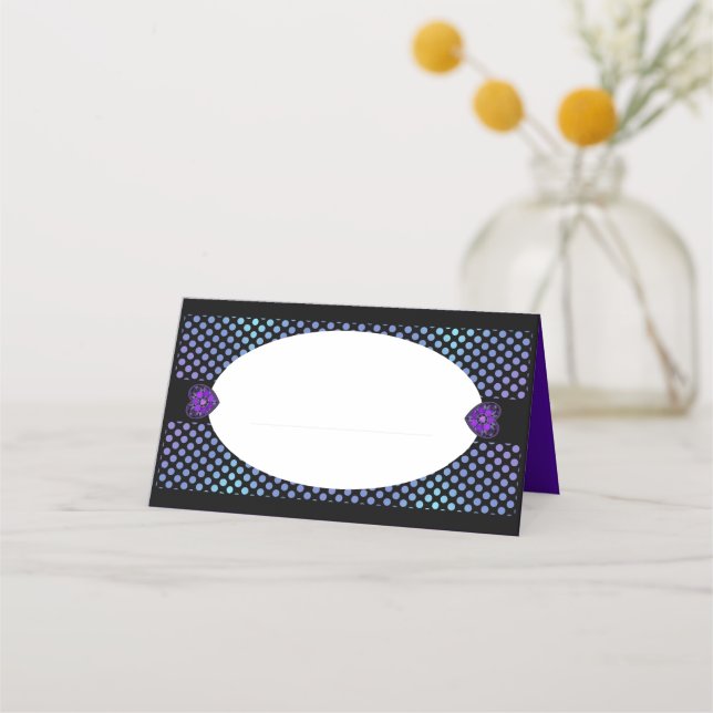 Tarjeta De Asiento Paraguas morados y corazones .7 (Anverso)