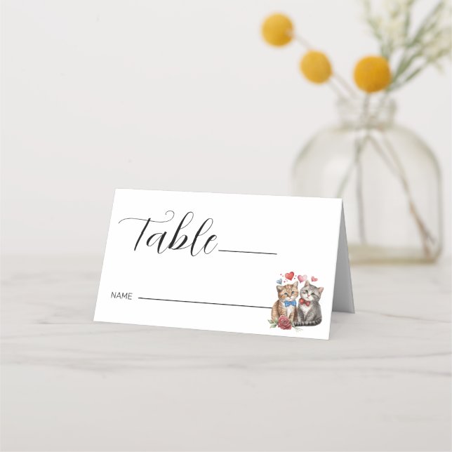 Tarjeta De Asiento Pareja de gatos enamorados (Anverso)