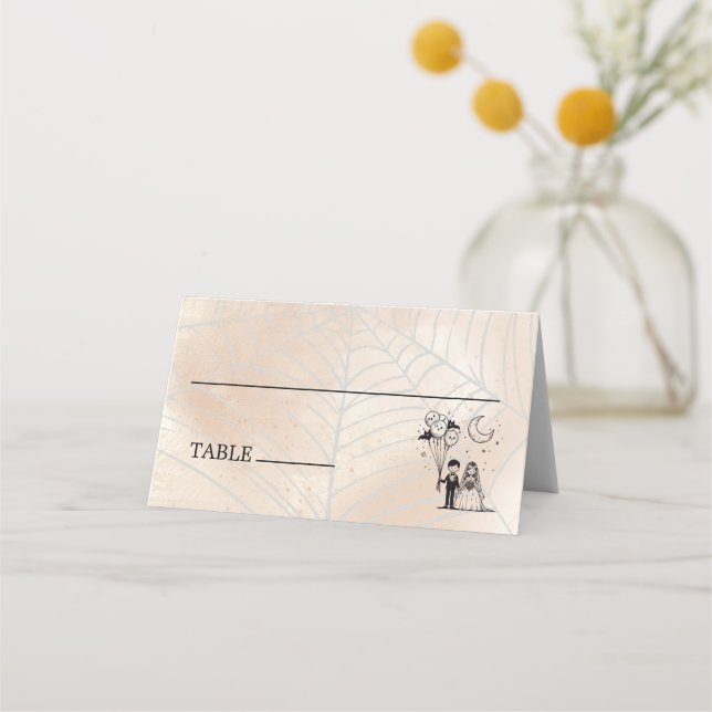 Tarjeta De Asiento Pareja pequeña y fantasmal (Anverso)