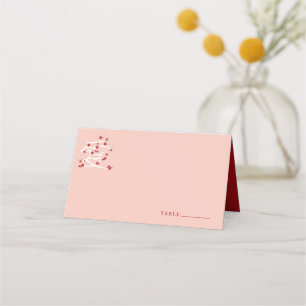 Tarjeta De Asiento Partido de compromiso de amor de los cerezos rojos
