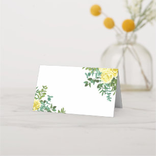 Tarjeta De Asiento Pastel amarillo claro Peony y Boda floral Rosa
