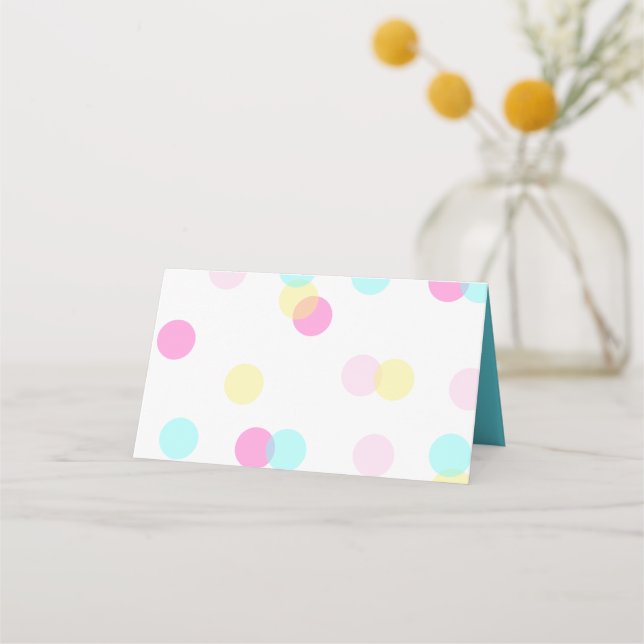 Tarjeta De Asiento Pastel Confetti - Azul rosa amarillo (Anverso)