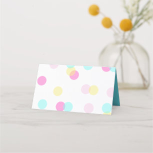 Tarjeta De Asiento Pastel Confetti - Azul rosa amarillo