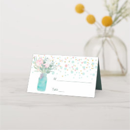 Tarjeta De Asiento Pastel Confetti Mason Jar Boda
