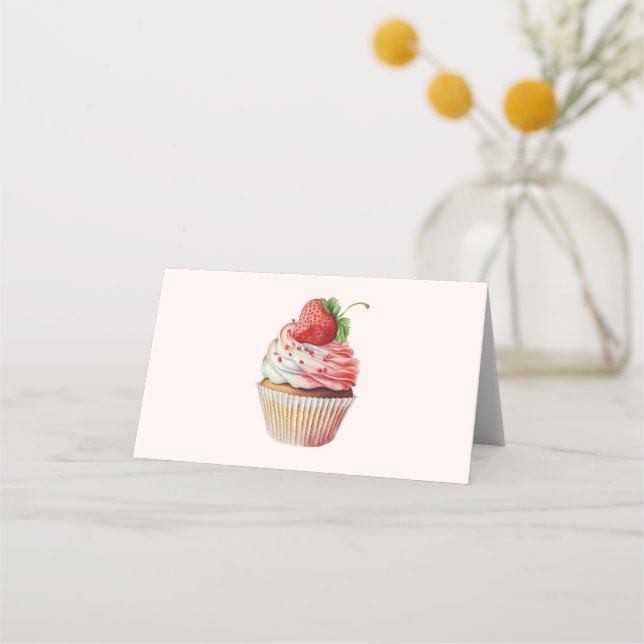 Tarjeta De Asiento Pastel de fresa postre dulce (Anverso)