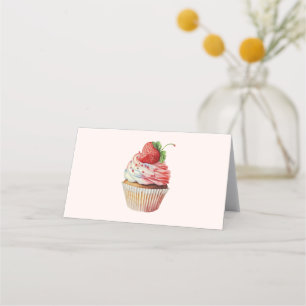 Tarjeta De Asiento Pastel de fresa postre dulce