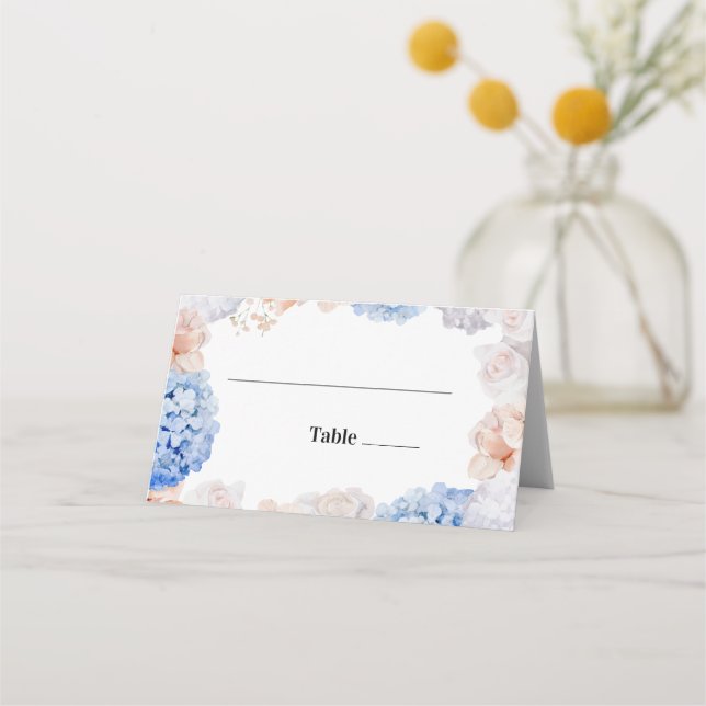 Tarjeta De Asiento Pastel Flowers Hydrangea (Anverso)