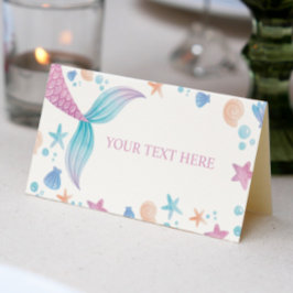 Tarjeta De Asiento Pastel Mermaid Chica Birthday Place Card