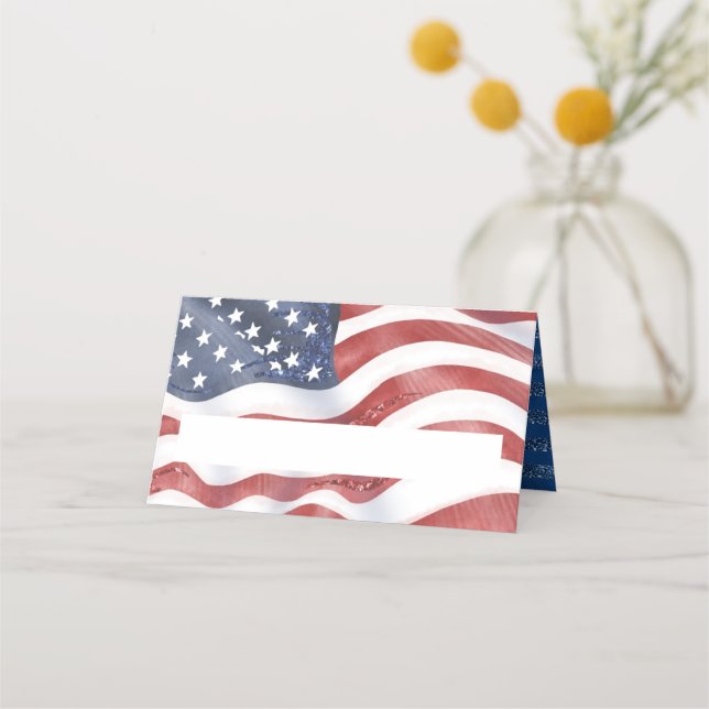Tarjeta De Asiento Patriótico de la Bandera Americana (Anverso)