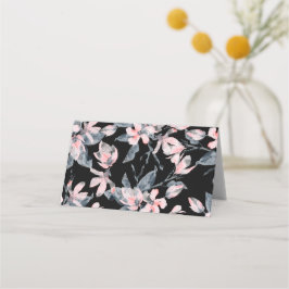 Tarjeta De Asiento Patrón de acuarela floral rosa y gris