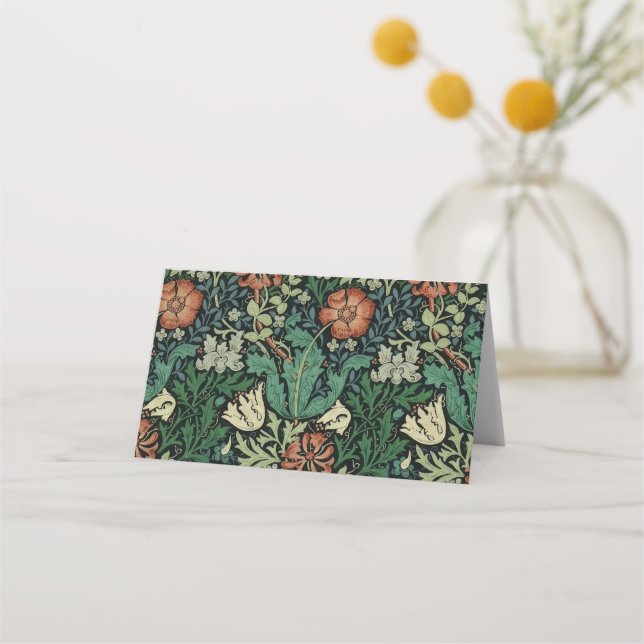 Tarjeta De Asiento Patrón de Art Nouveau floral William Morris Compto (Anverso)
