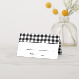 Tarjeta De Asiento Patrón de Gingham para los países blancos y negros