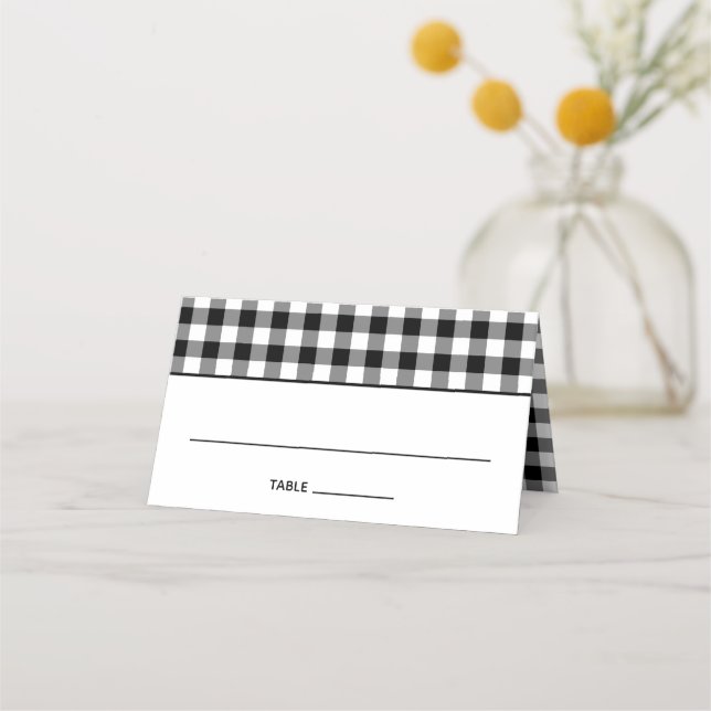 Tarjeta De Asiento Patrón de Gingham para los países blancos y negros (Anverso)