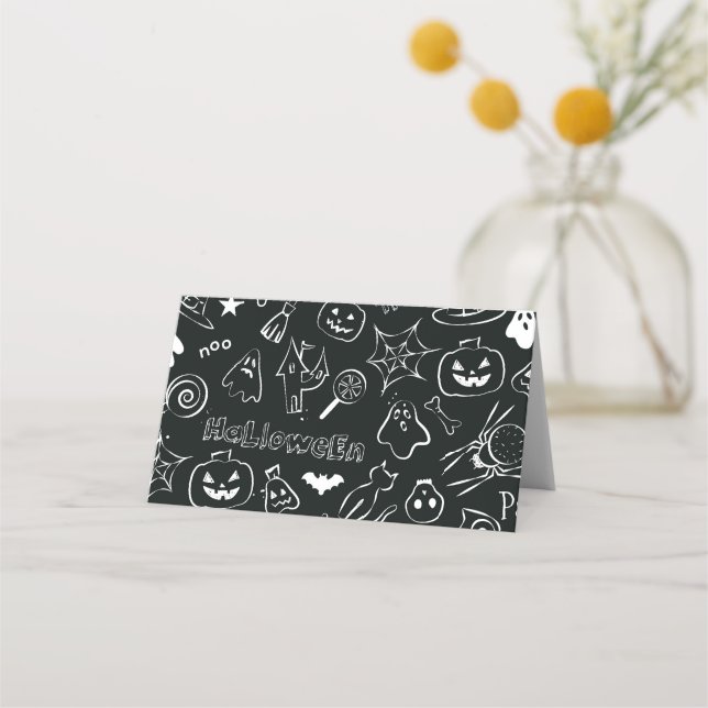 Tarjeta De Asiento Patrón de Halloween 1 (Reverso)