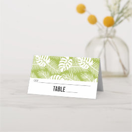 Tarjeta De Asiento Patrón de selva tropical de paleta verde