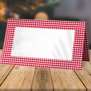 Tarjeta De Asiento Patrón de verificador de trenzado rojo y blanco