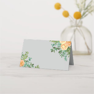 Tarjeta De Asiento Peach & Grey Peony y Rosa Boda Floral