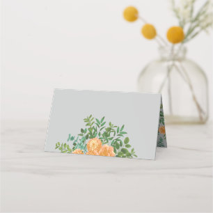 Tarjeta De Asiento Peach & Grey Peony y Rosa Boda Floral