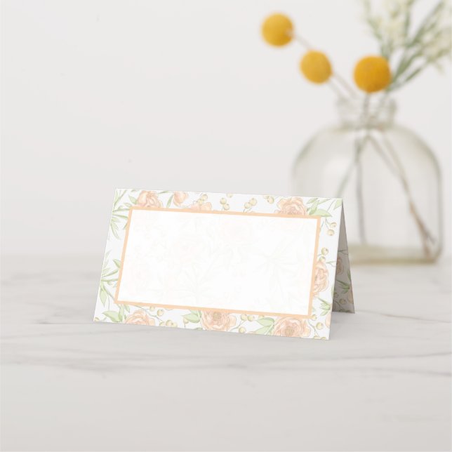 Tarjeta De Asiento Peach Rose Wedding (Anverso)