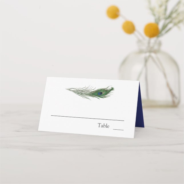 Tarjeta De Asiento Peacock Feather Poise | BODA (Anverso)